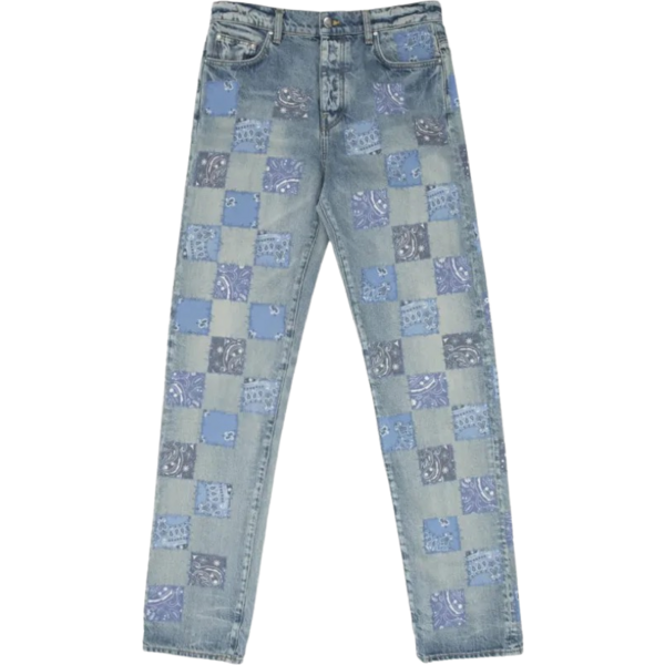 Amiri Checkered Bandana Jeans Blue Bottoms