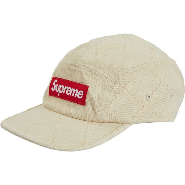 Supreme Punched Denim Camp Cap Dyed Beige Hats