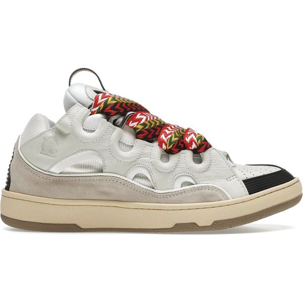 Lanvin Leather Curb Sneakers White Ivory Shoes