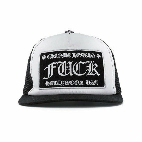 Chrome Hearts FUCK Hollywood Trucker Hat Black/White Hats
