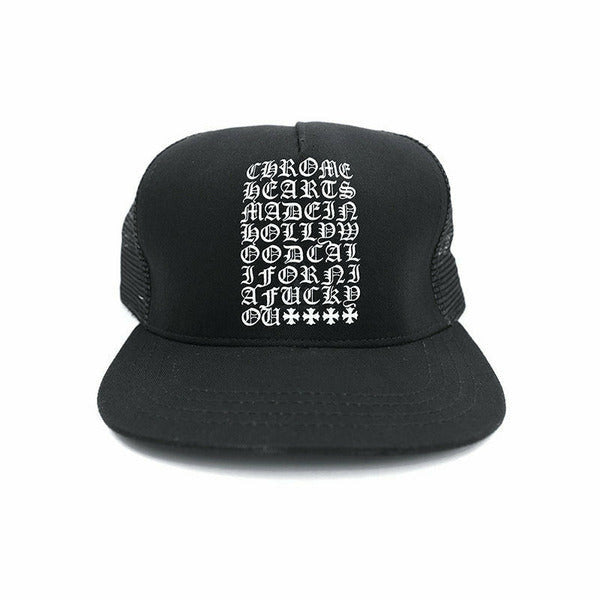 Chrome Hearts Eye Chart Made in Hollywood Trucker Hat Black Hats