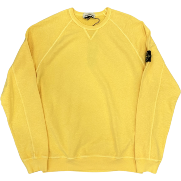 Stone Island Malfile Fleece Garment Dyed Sweatshirt Yellow Sweatshirts
