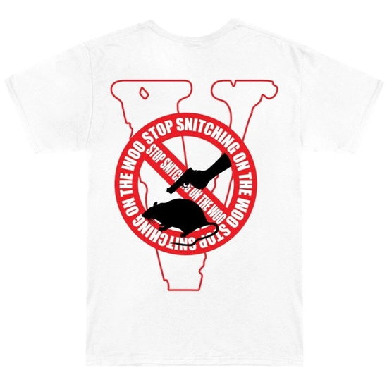 Pop Smoke x Vlone Stop Snitching T-Shirt White/Red Shirts & Tops
