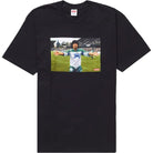 Supreme Maradona Tee Black Mango Sort T-shirt med skulderpude og glimmer