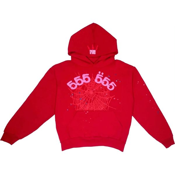 Sp5der Worldwide Red Angel Number 555 Hoodie Red Sweatshirts