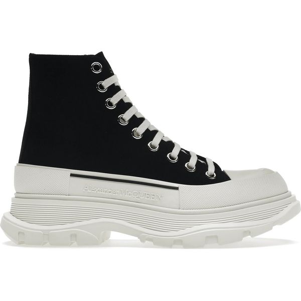 Alexander McQueen Tread Slick Lace Up Boot Black White Shoes