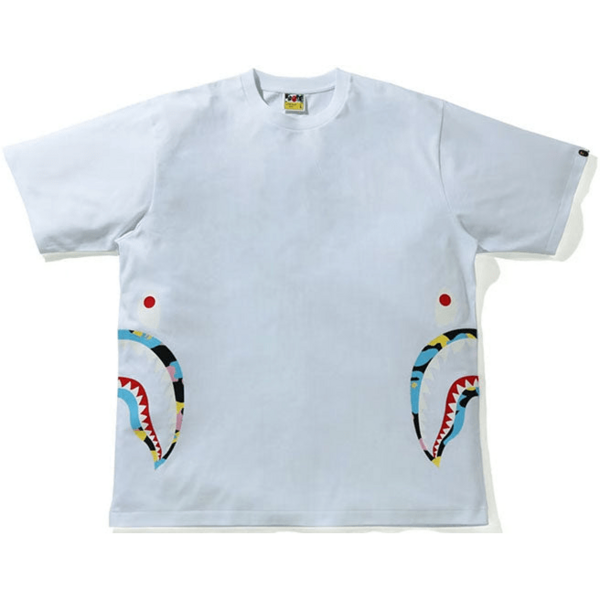 BAPE New Multi Camo Side Shark Relaxed Tee White St. Pierre & Miquelon