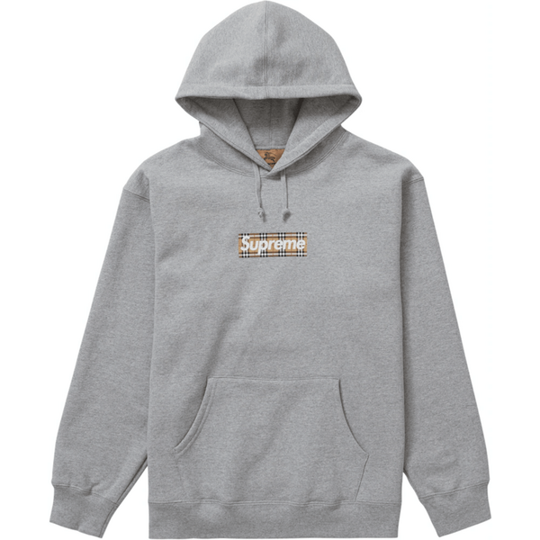 Supreme Burberry Box Logo Hooded Sweatshirt Heather Grey Sweatshirts
